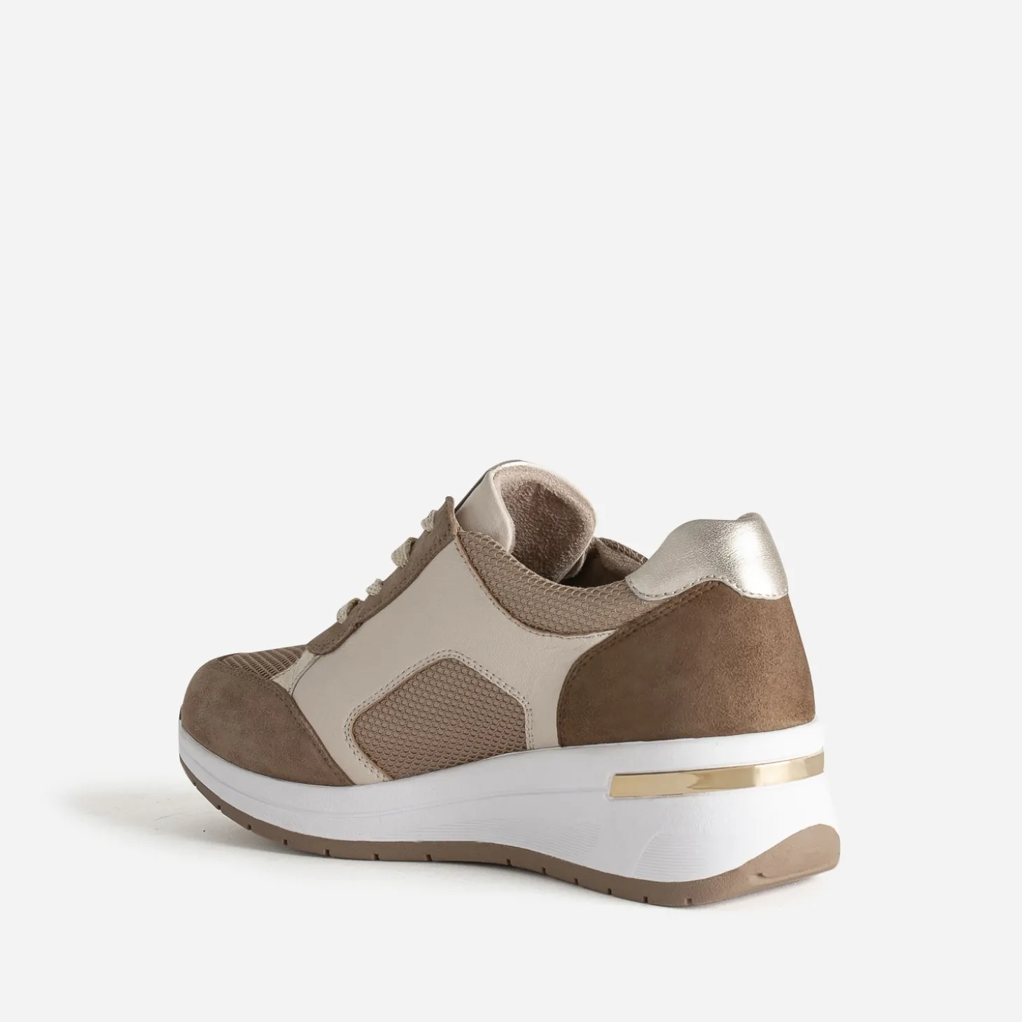 Tennis CAPRICE beige et doré bi-matière