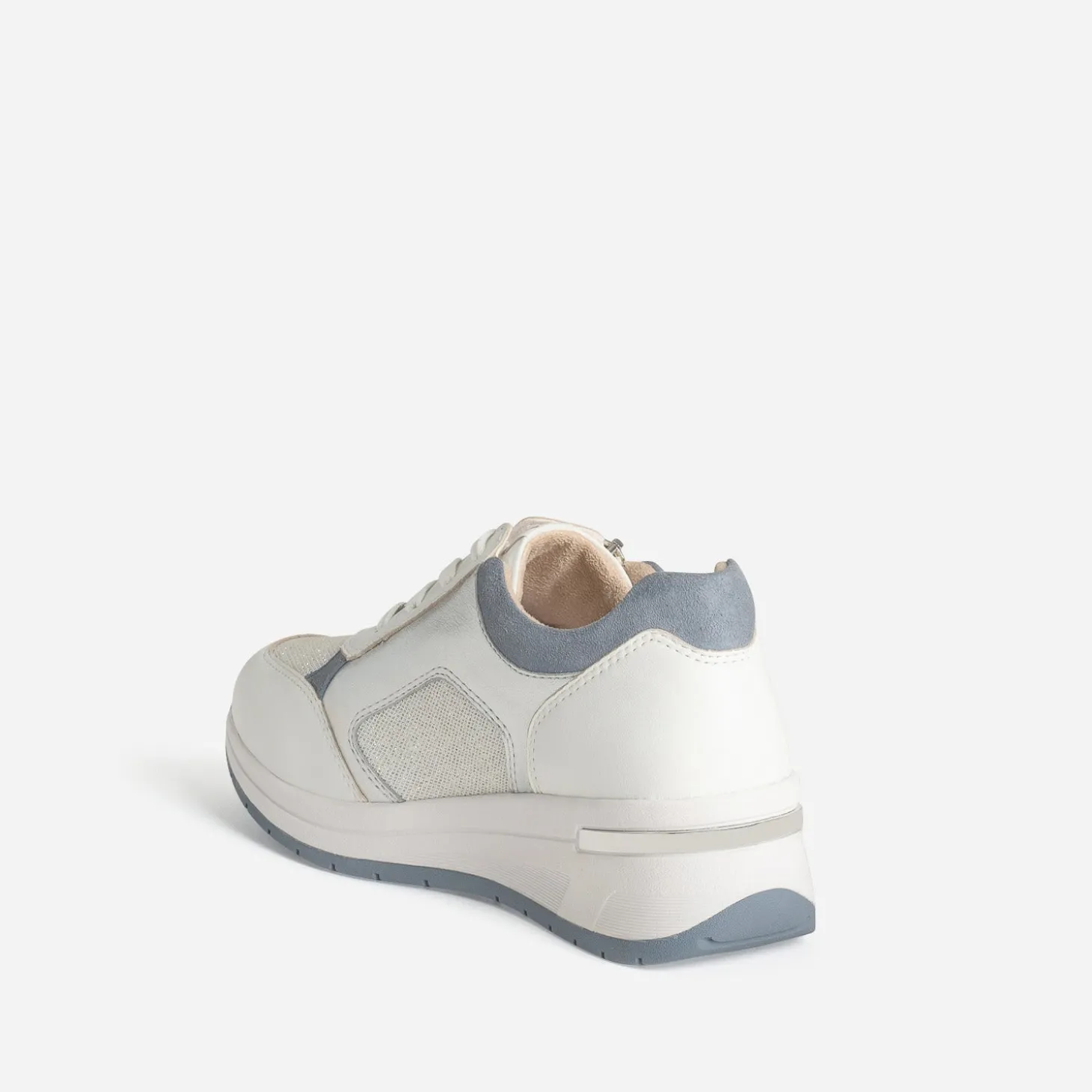Tennis CAPRICE blanche, blanc argenté bi-matière