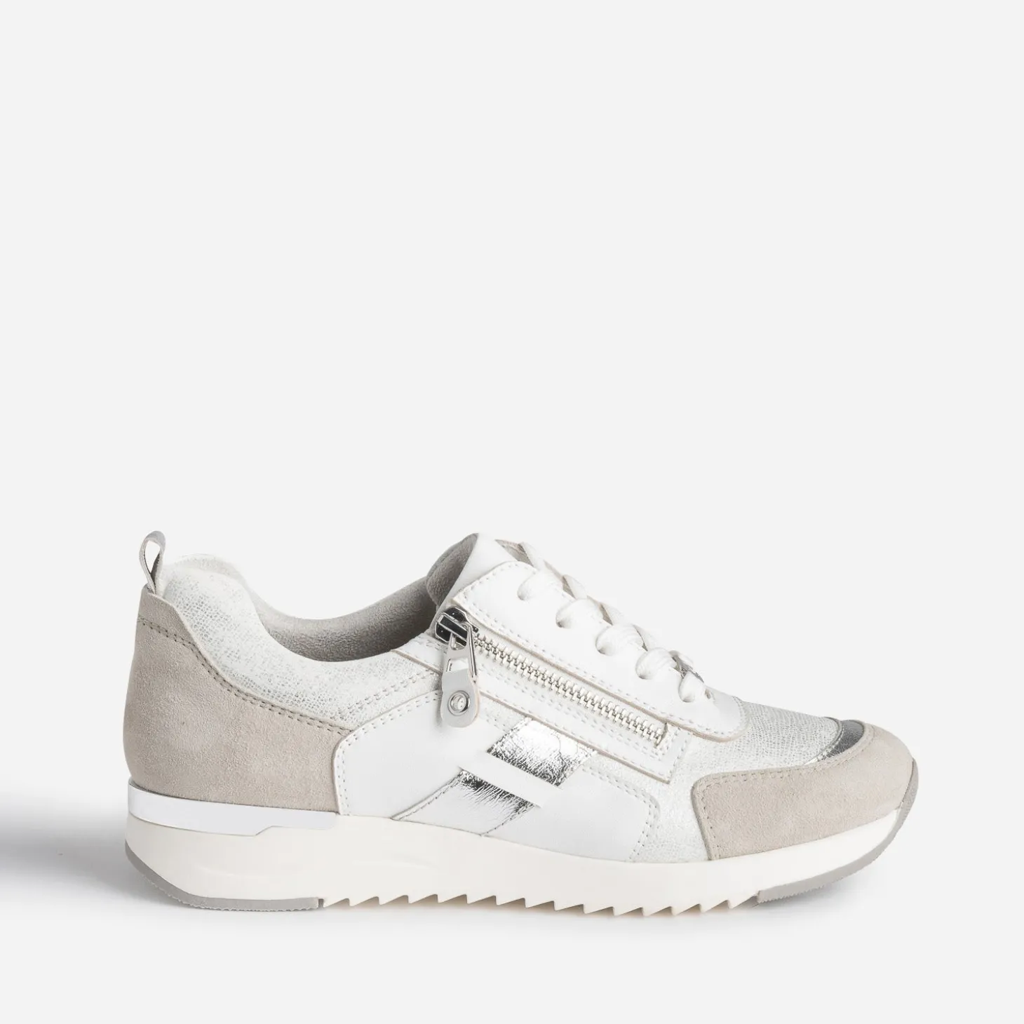 Tennis CAPRICE blanche, grise et argent