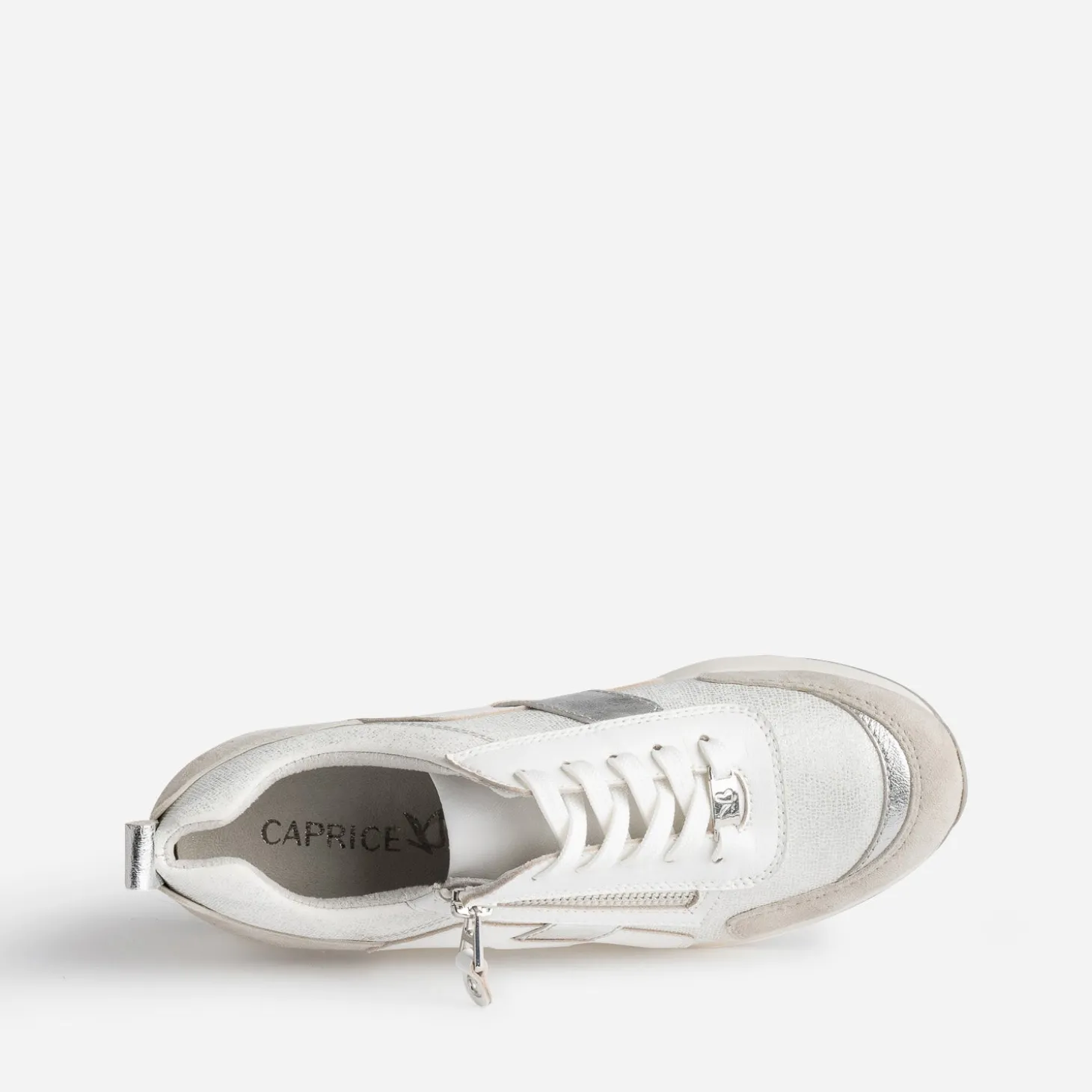 Tennis CAPRICE blanche, grise et argent