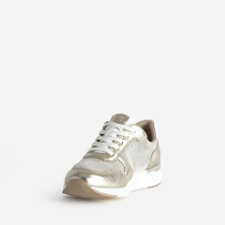 Tennis CAPRICE dorée cuir et mesh