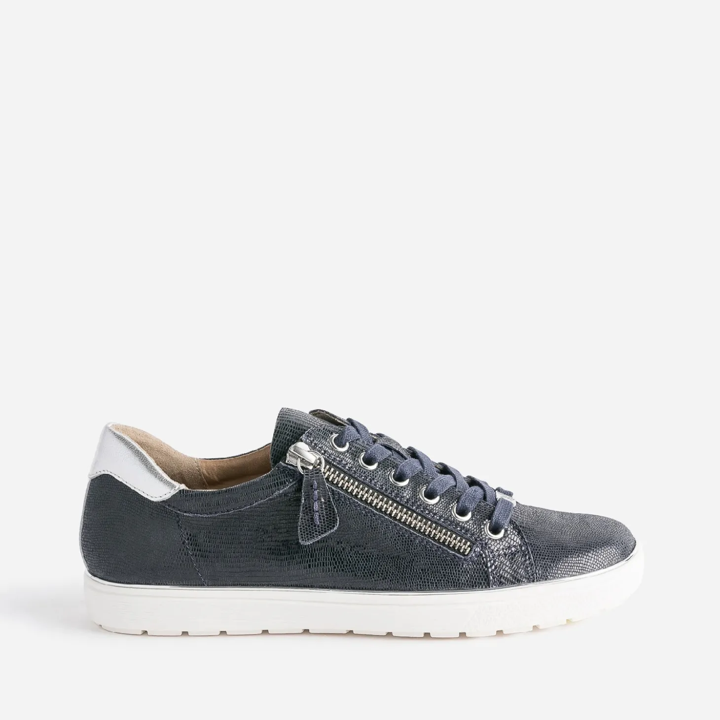 Tennis CAPRICE marine en cuir fantaisie