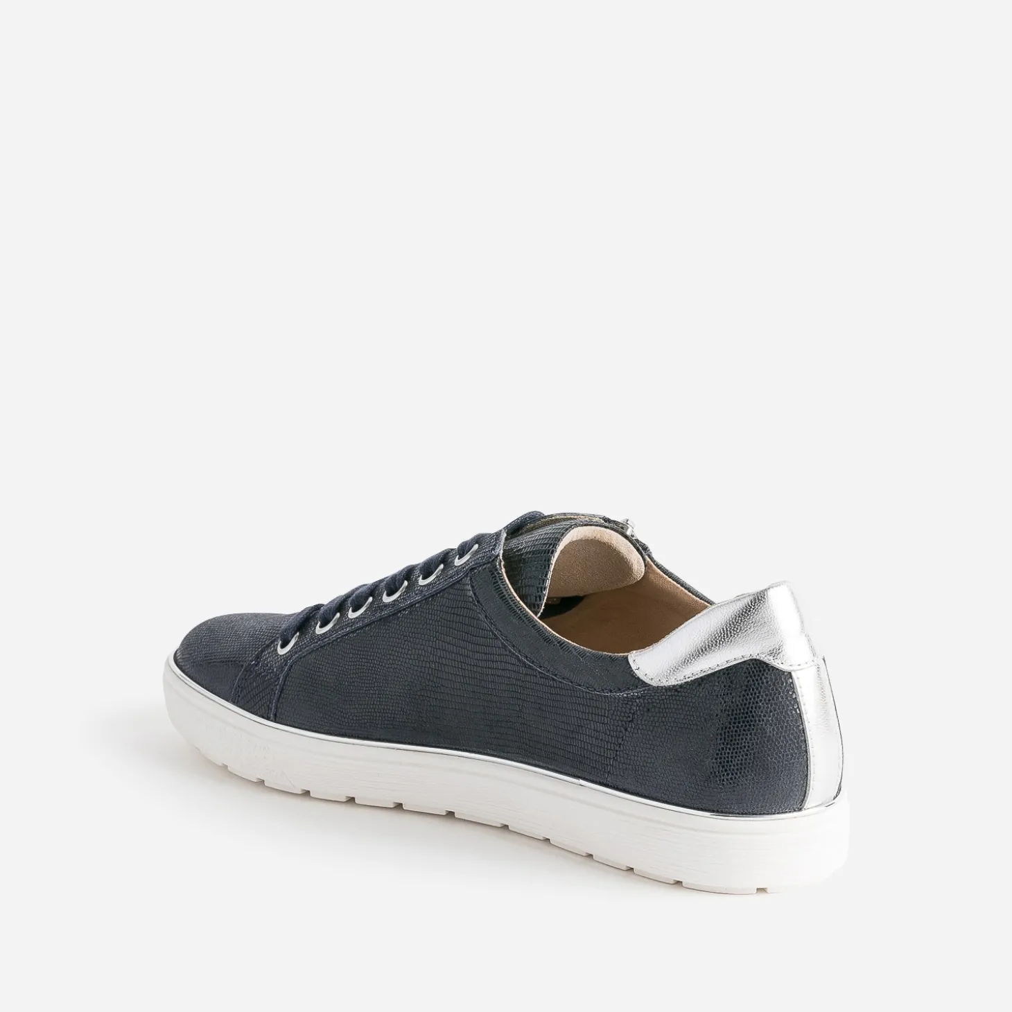 Tennis CAPRICE marine en cuir fantaisie