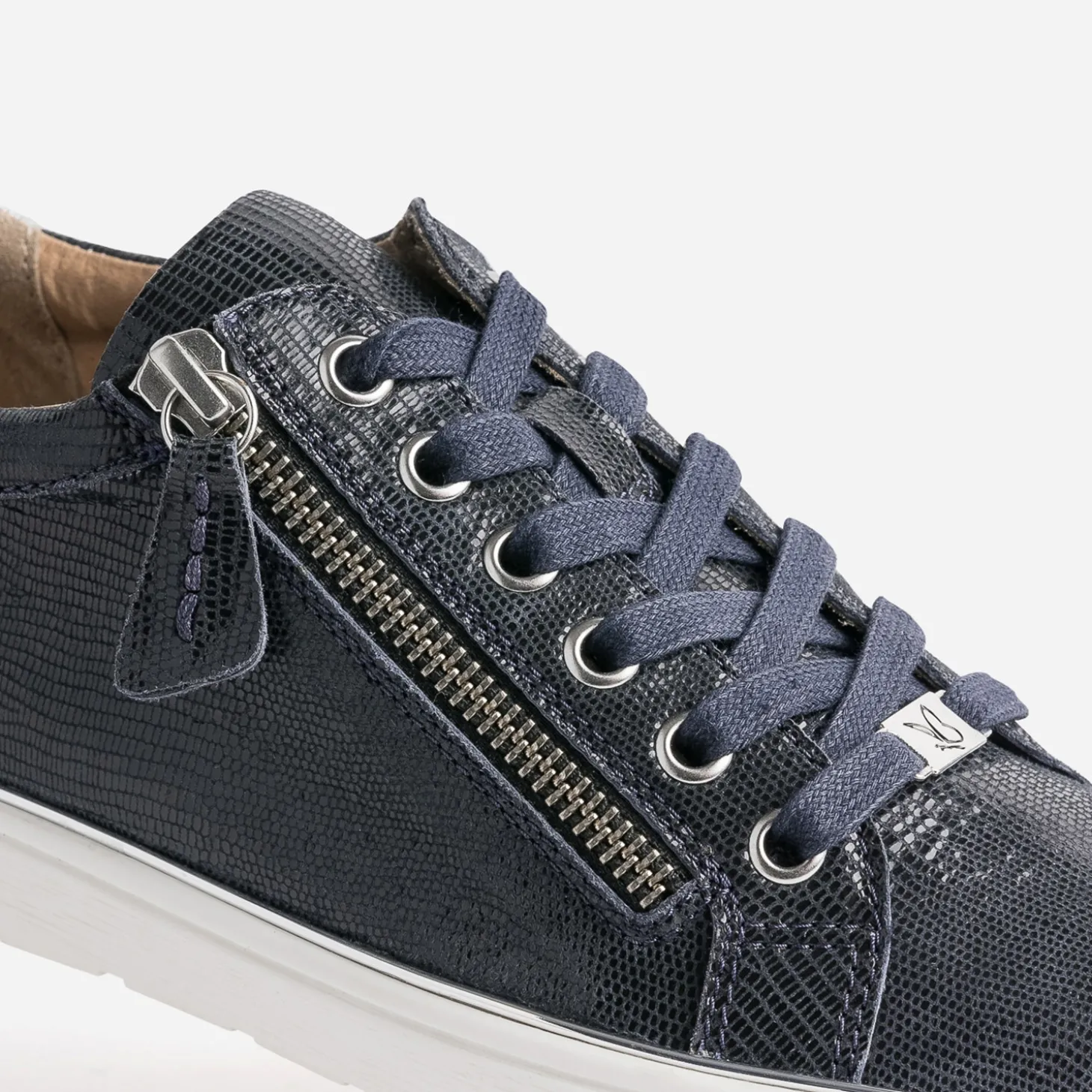 Tennis CAPRICE marine en cuir fantaisie
