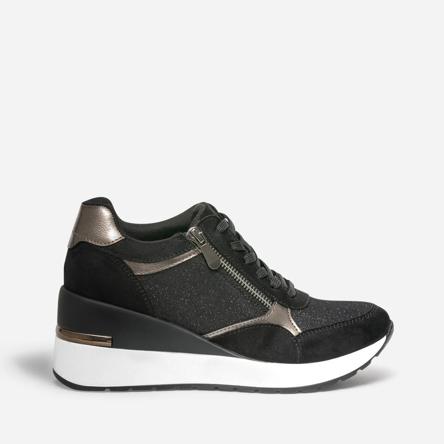 Tennis compensée noire détails bronze