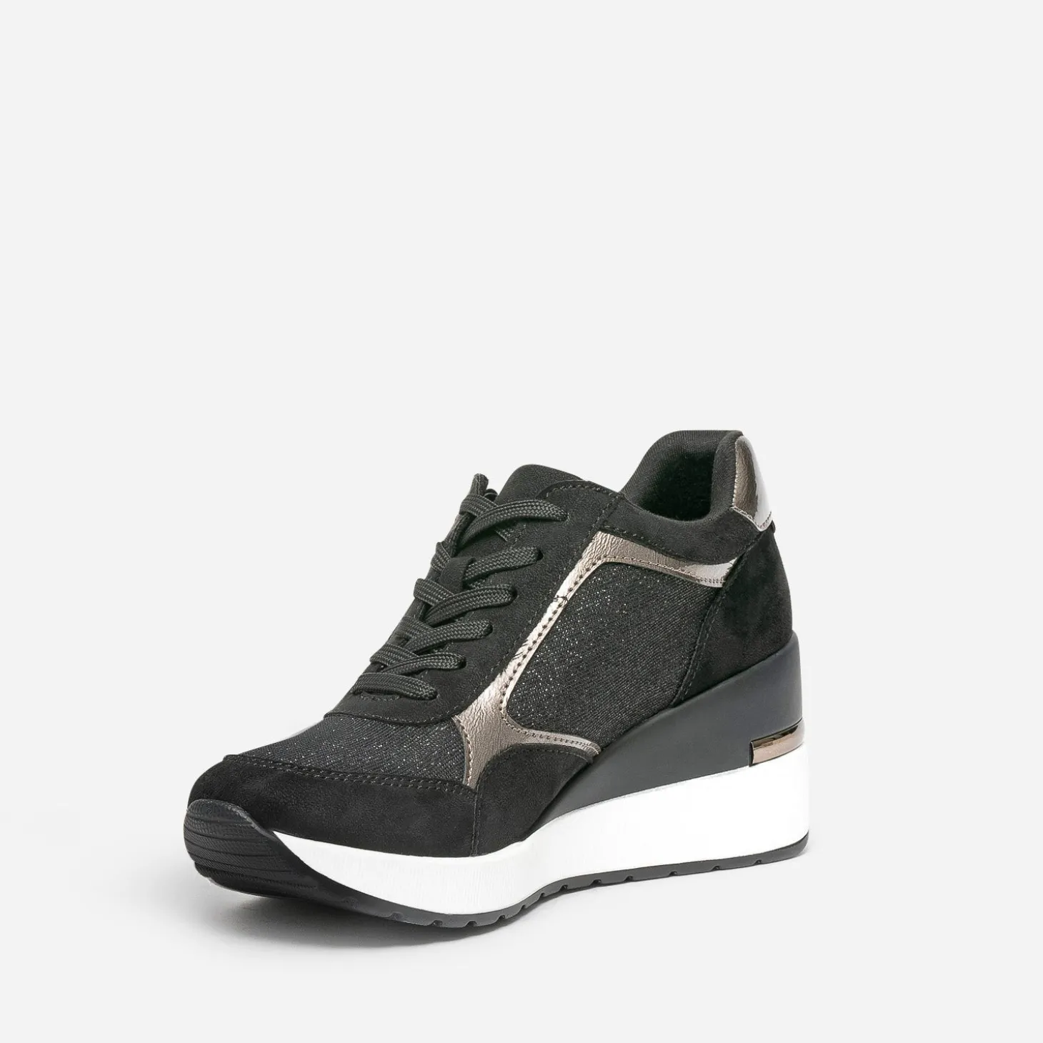 Tennis compensée noire détails bronze