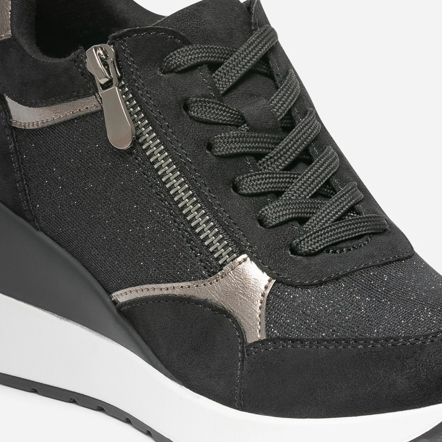 Tennis compensée noire détails bronze