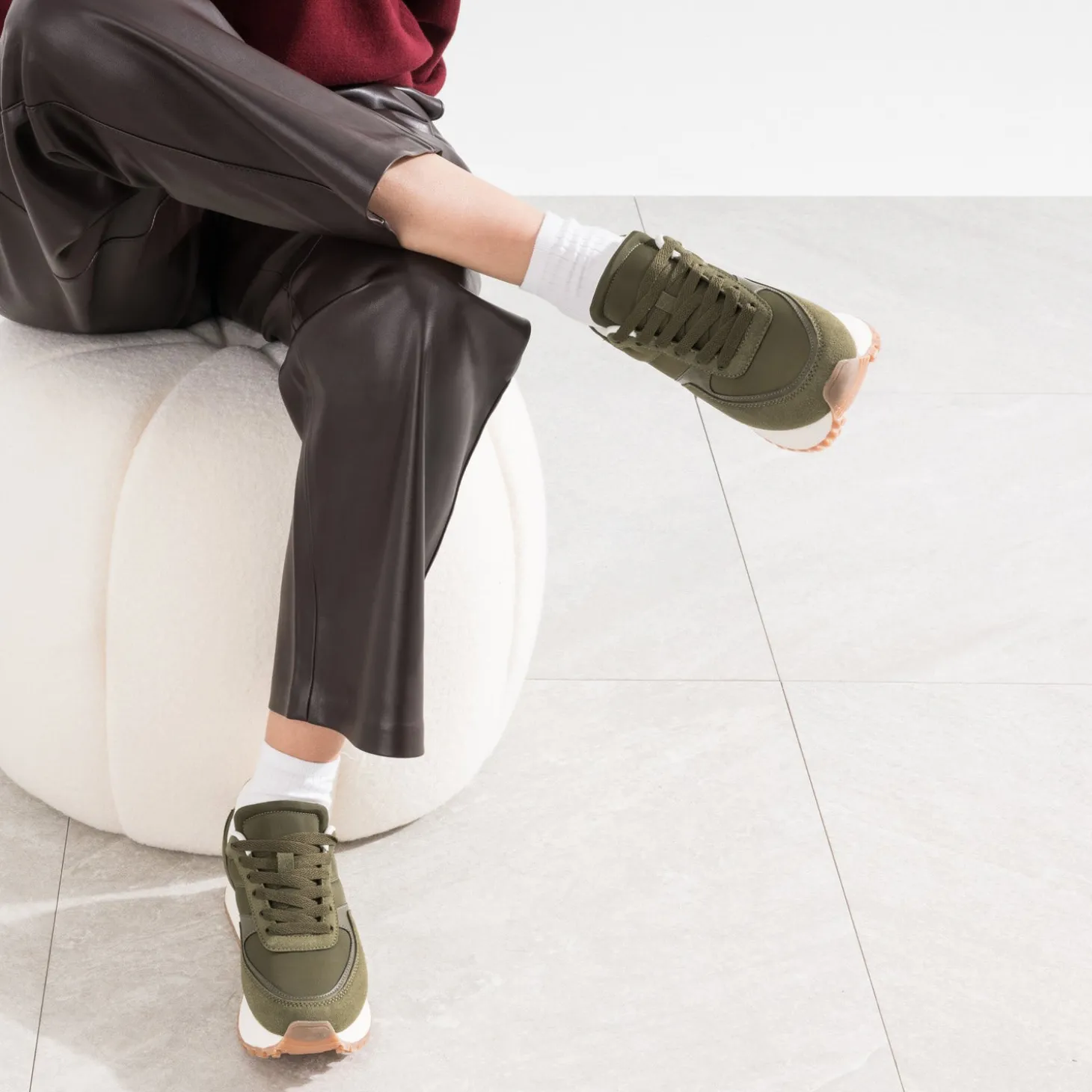 Tennis Dad shoes kaki semelle crantée
