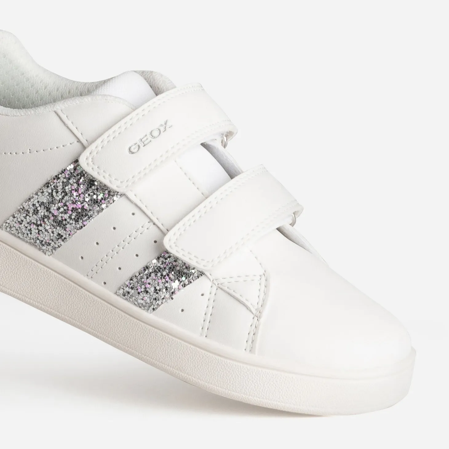 Tennis GEOX blanche détails gris argenté