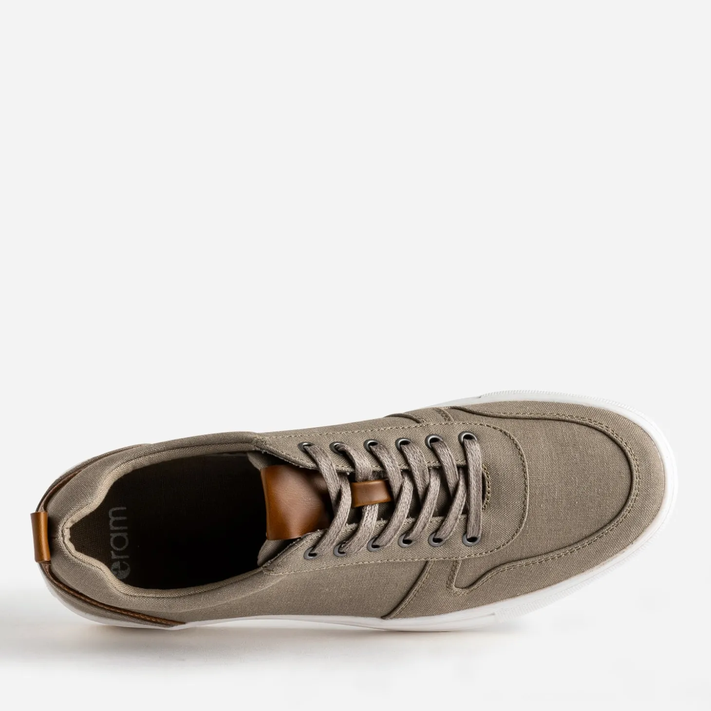 Tennis kaki en toile détails camel