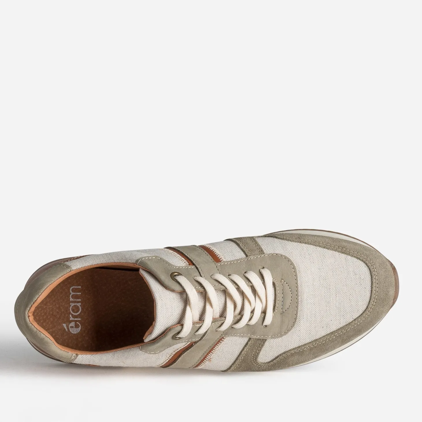 Tennis kaki et marron bi-matière