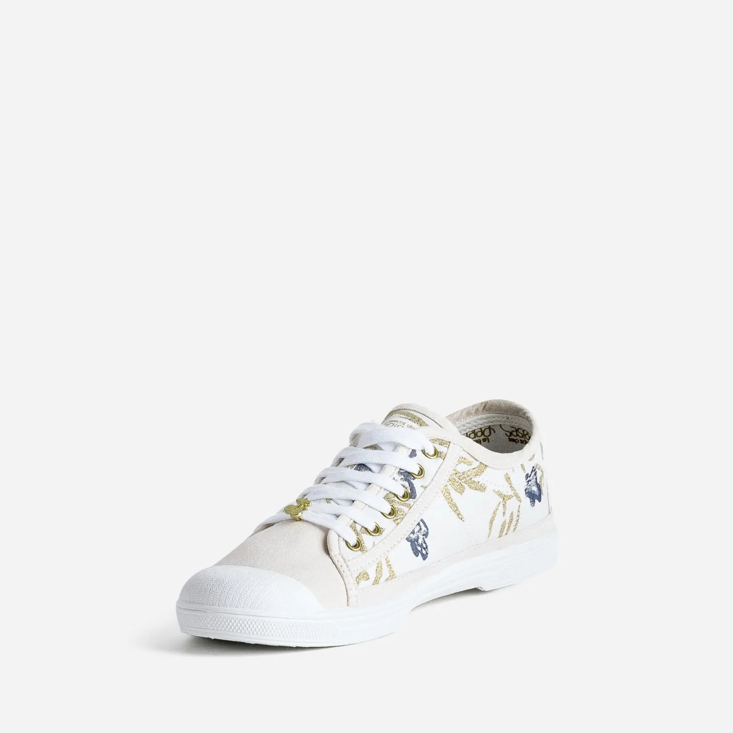 Tennis LE TEMPS DES CERISES beige broderies or
