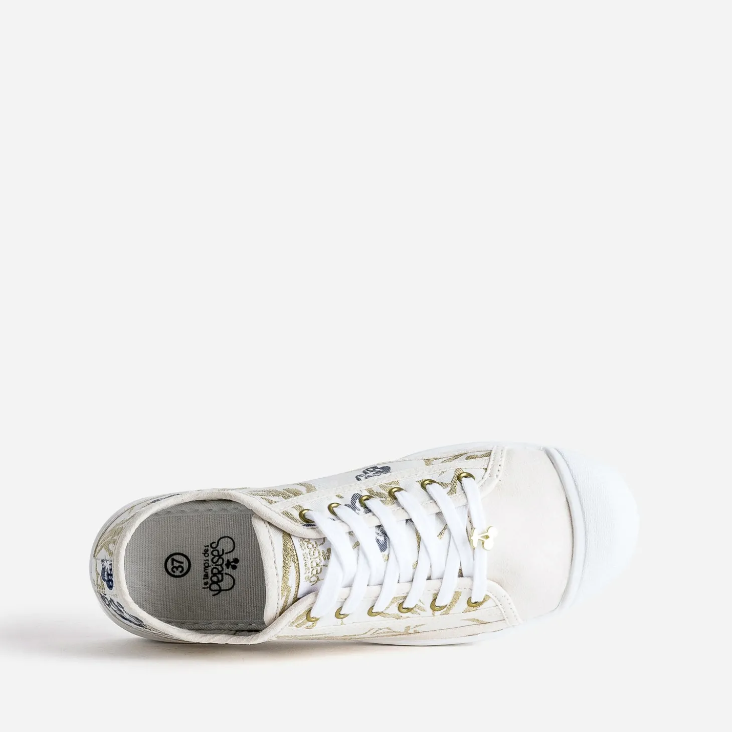 Tennis LE TEMPS DES CERISES beige broderies or
