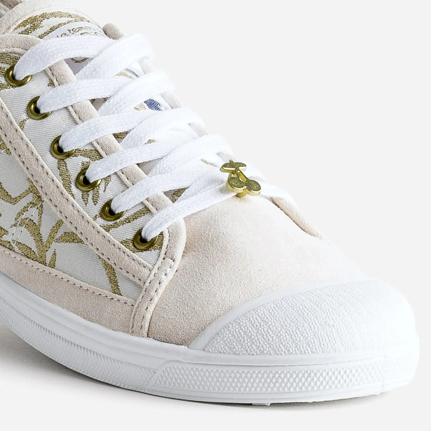 Tennis LE TEMPS DES CERISES beige broderies or