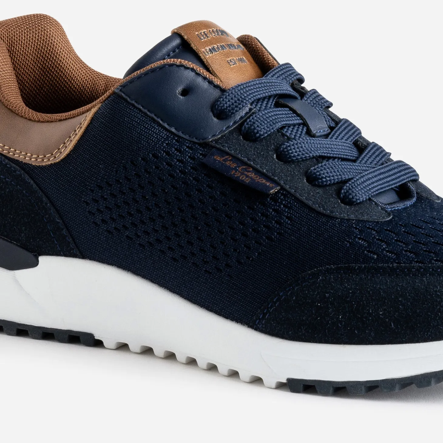 Tennis LEE COOPER marine en mesh détails marron