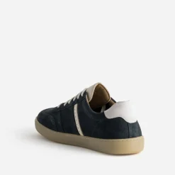 Tennis marine cuir velours
