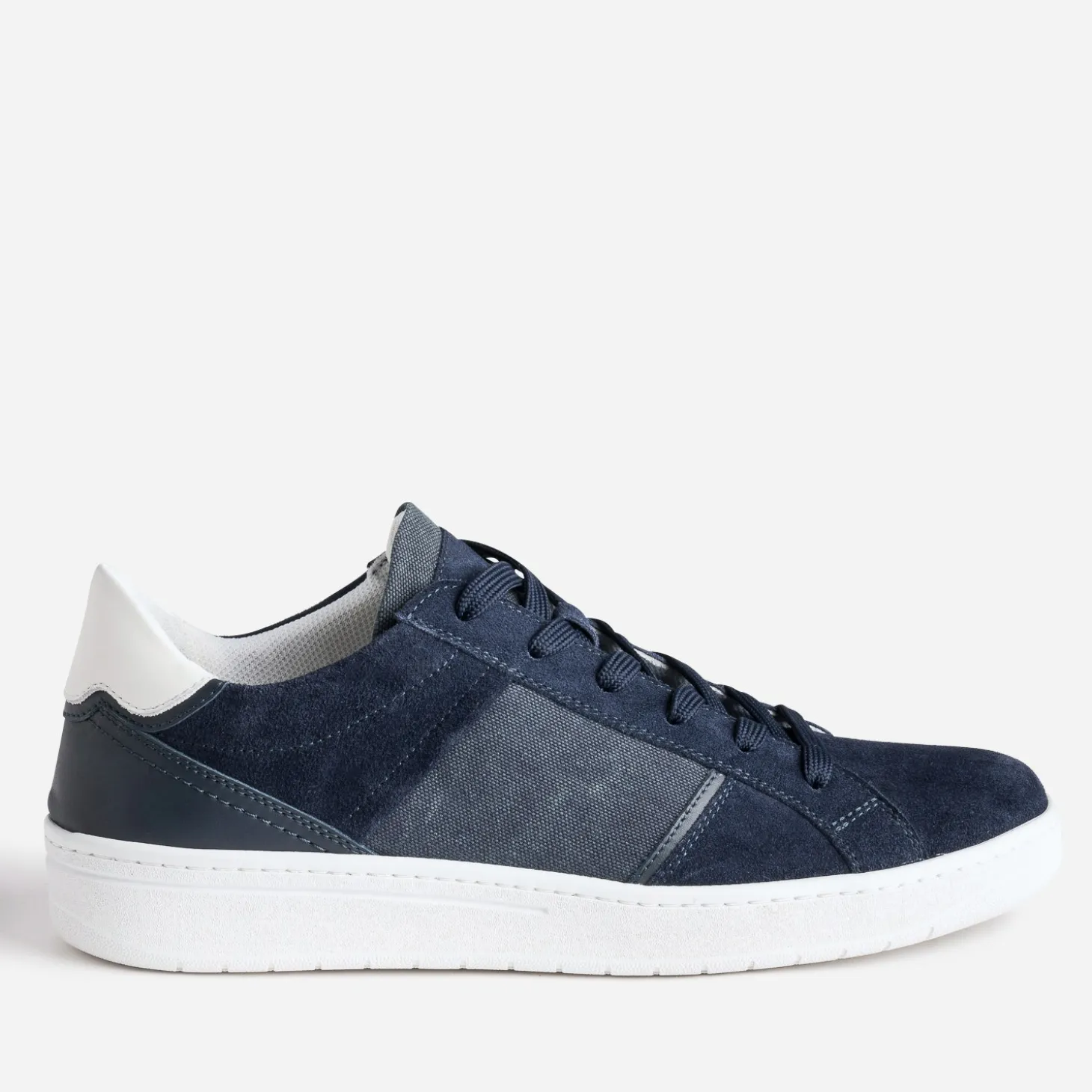 Tennis marine cuir velours et textile