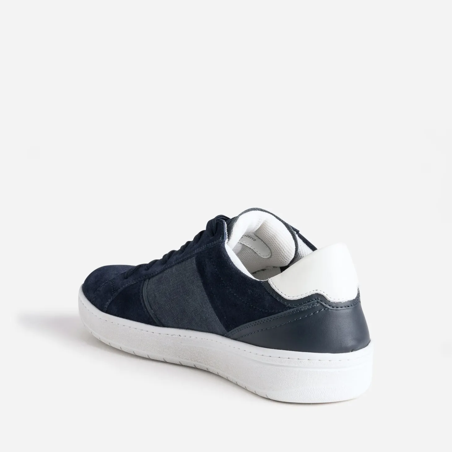 Tennis marine cuir velours et textile