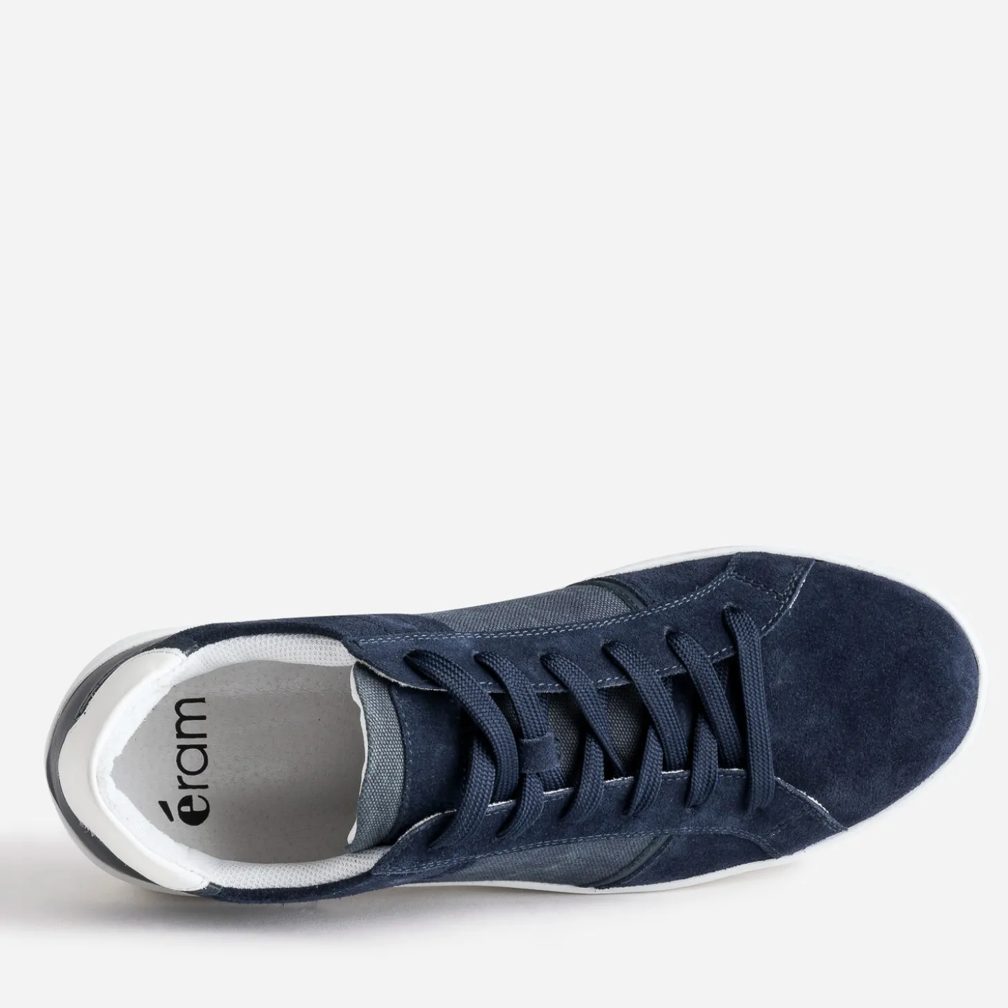 Tennis marine cuir velours et textile