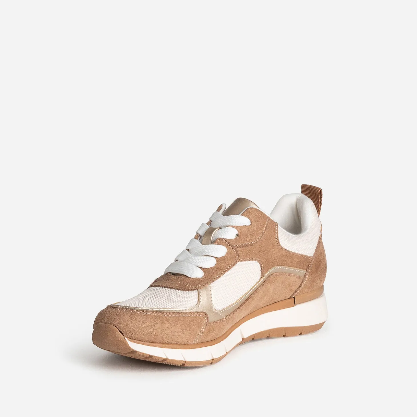 Tennis marron, beige et doré semelle amovible