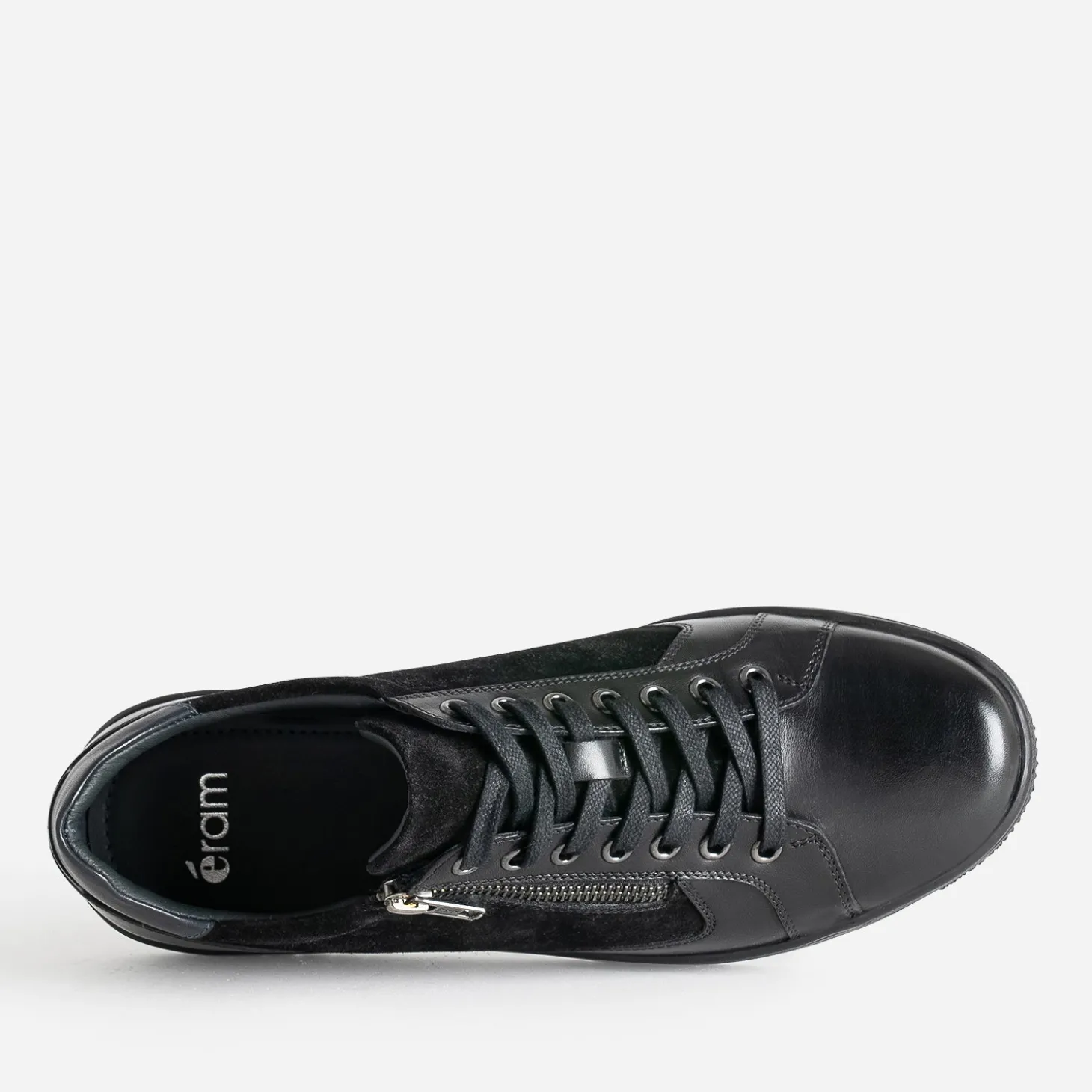 Tennis noir en cuir bi-matière