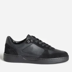 Tennis noire cuir bi-matière