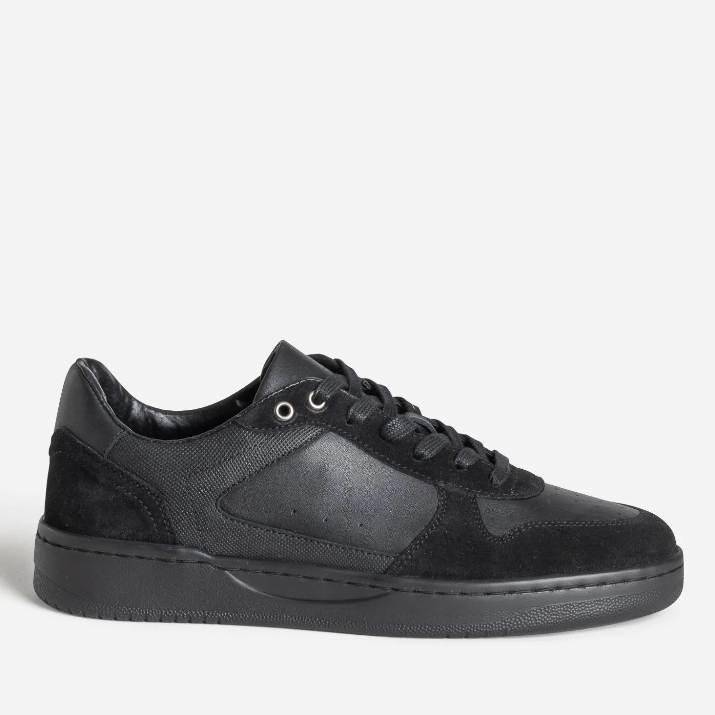 Tennis noire cuir bi-matière
