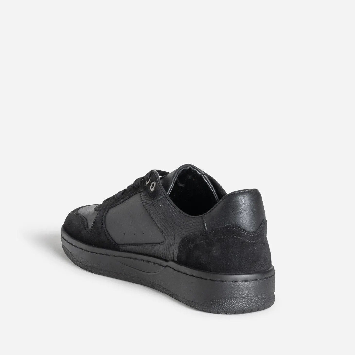 Tennis noire cuir bi-matière