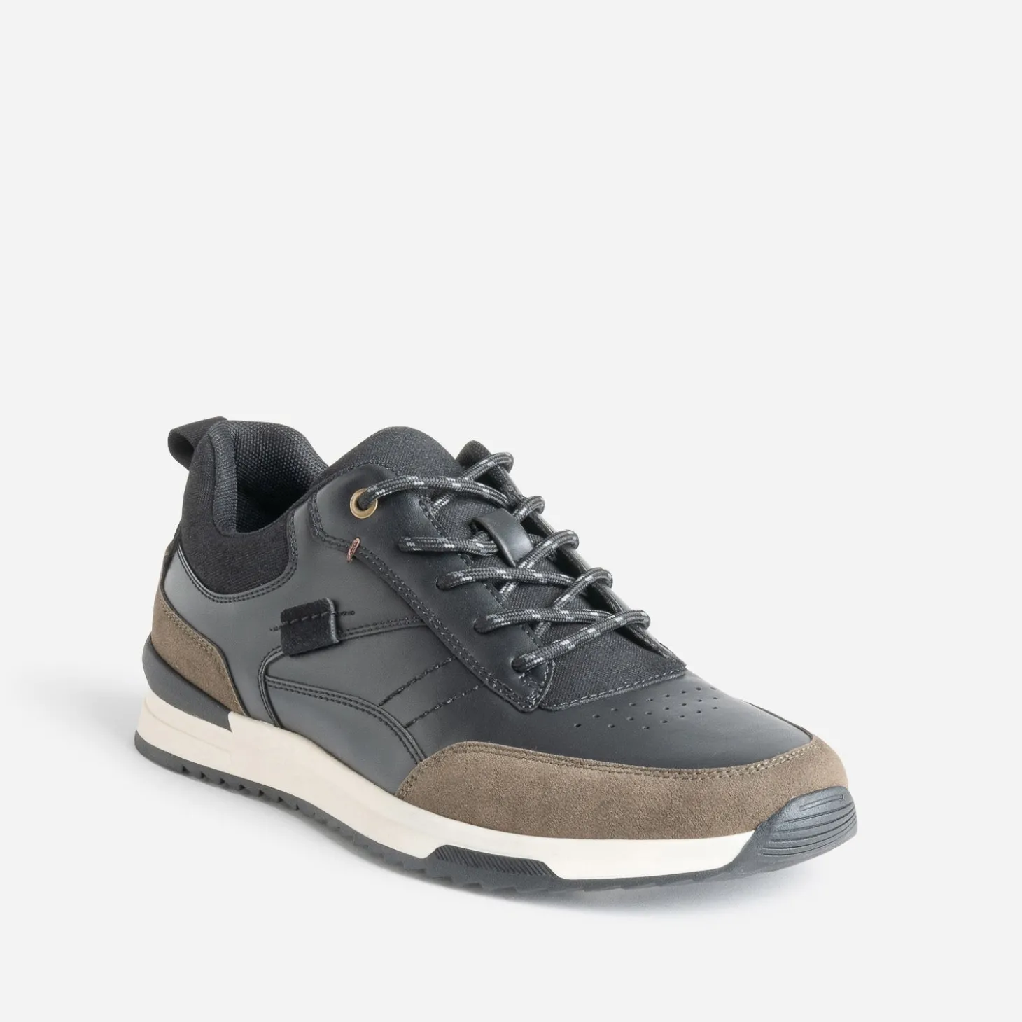 Tennis noire et kaki mix matières