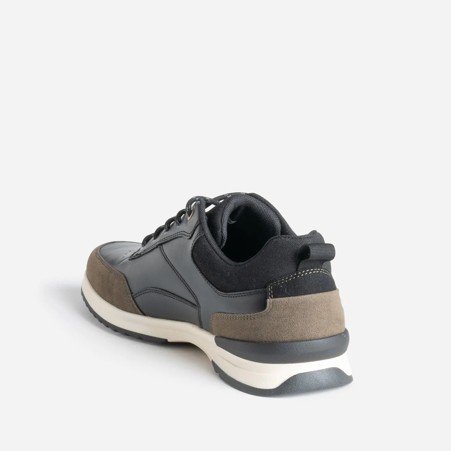 Tennis noire et kaki mix matières