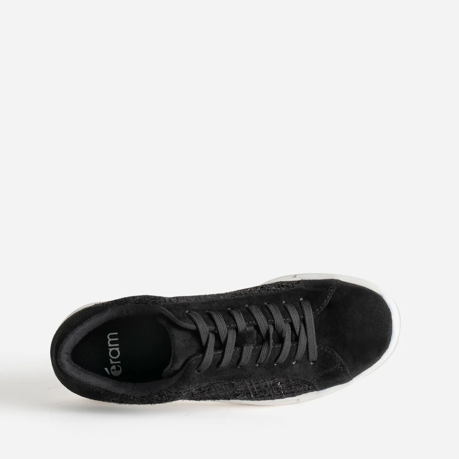 Tennis noire textile motif carreaux pailletés