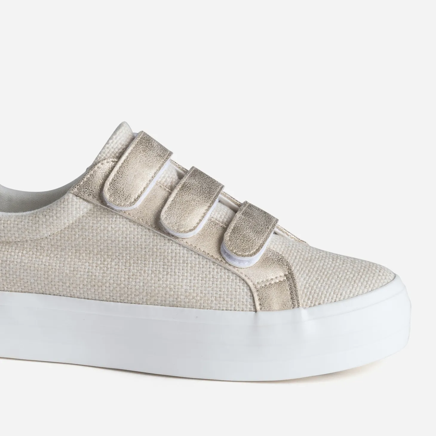 Tennis plateforme TEXTO beige à scratchs dorés