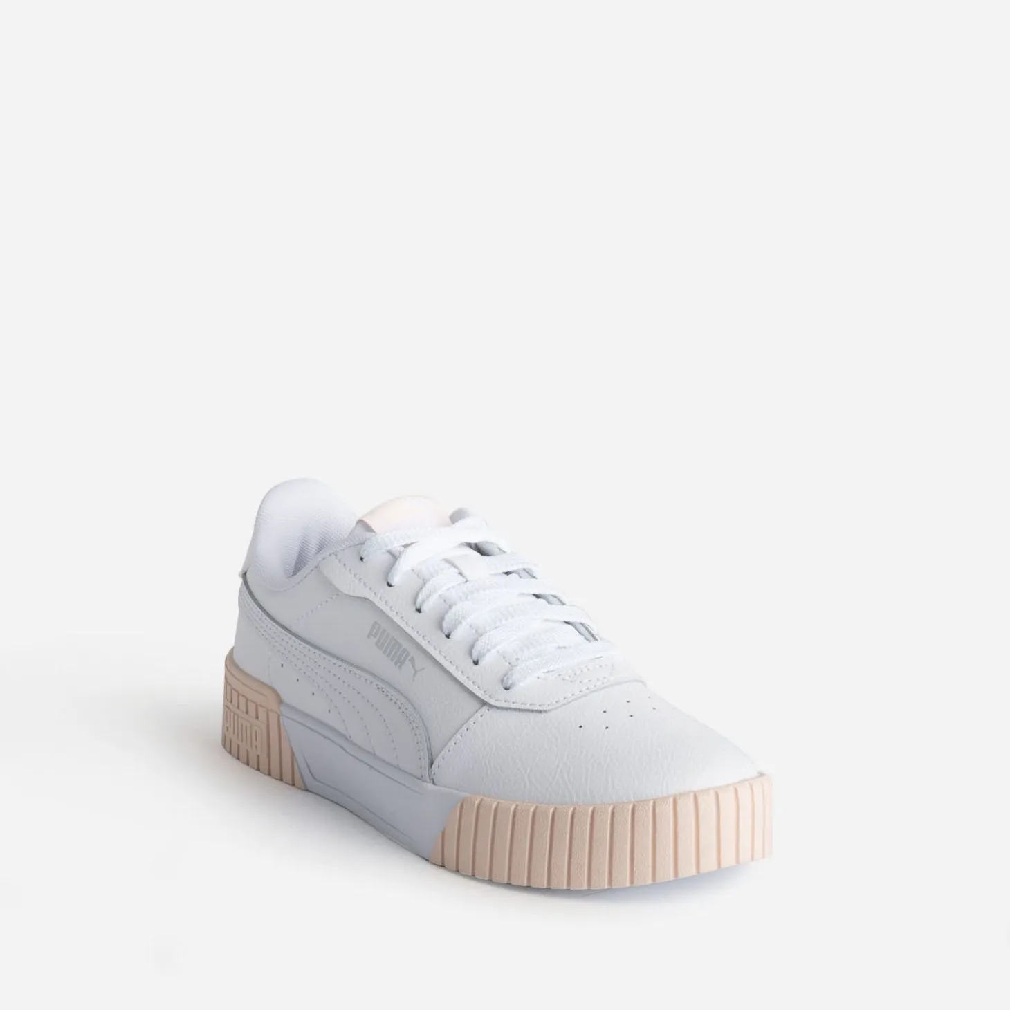 Tennis PUMA blanche et pêche à plateforme