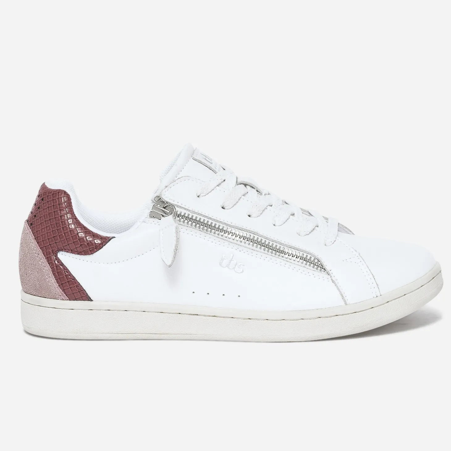 Tennis TBS blanche en cuir à zip