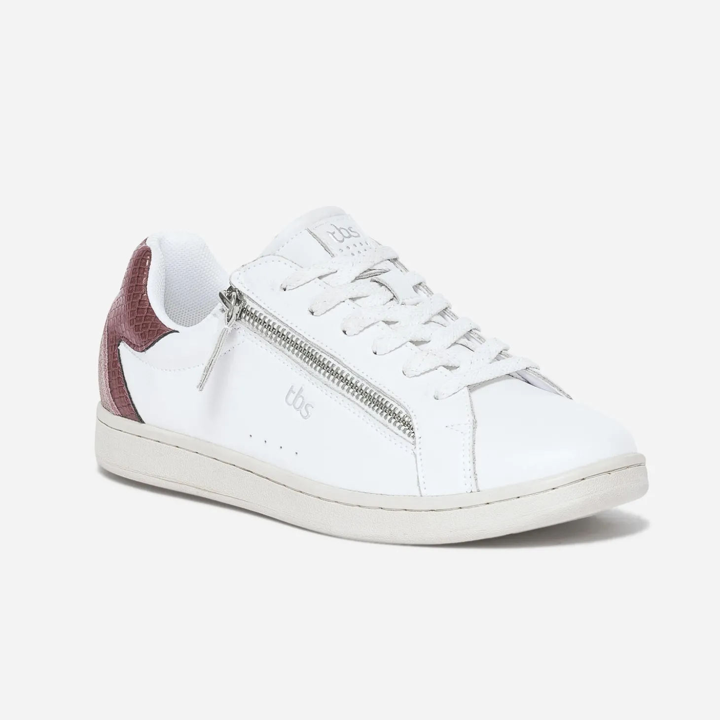 Tennis TBS blanche en cuir à zip