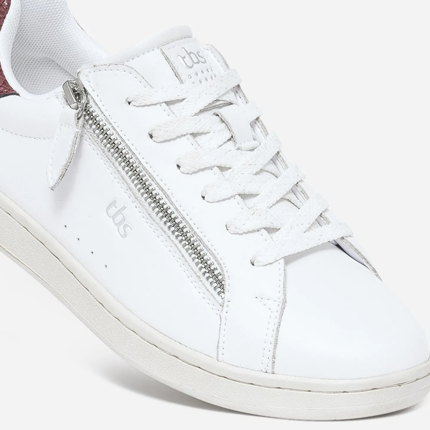Tennis TBS blanche en cuir à zip