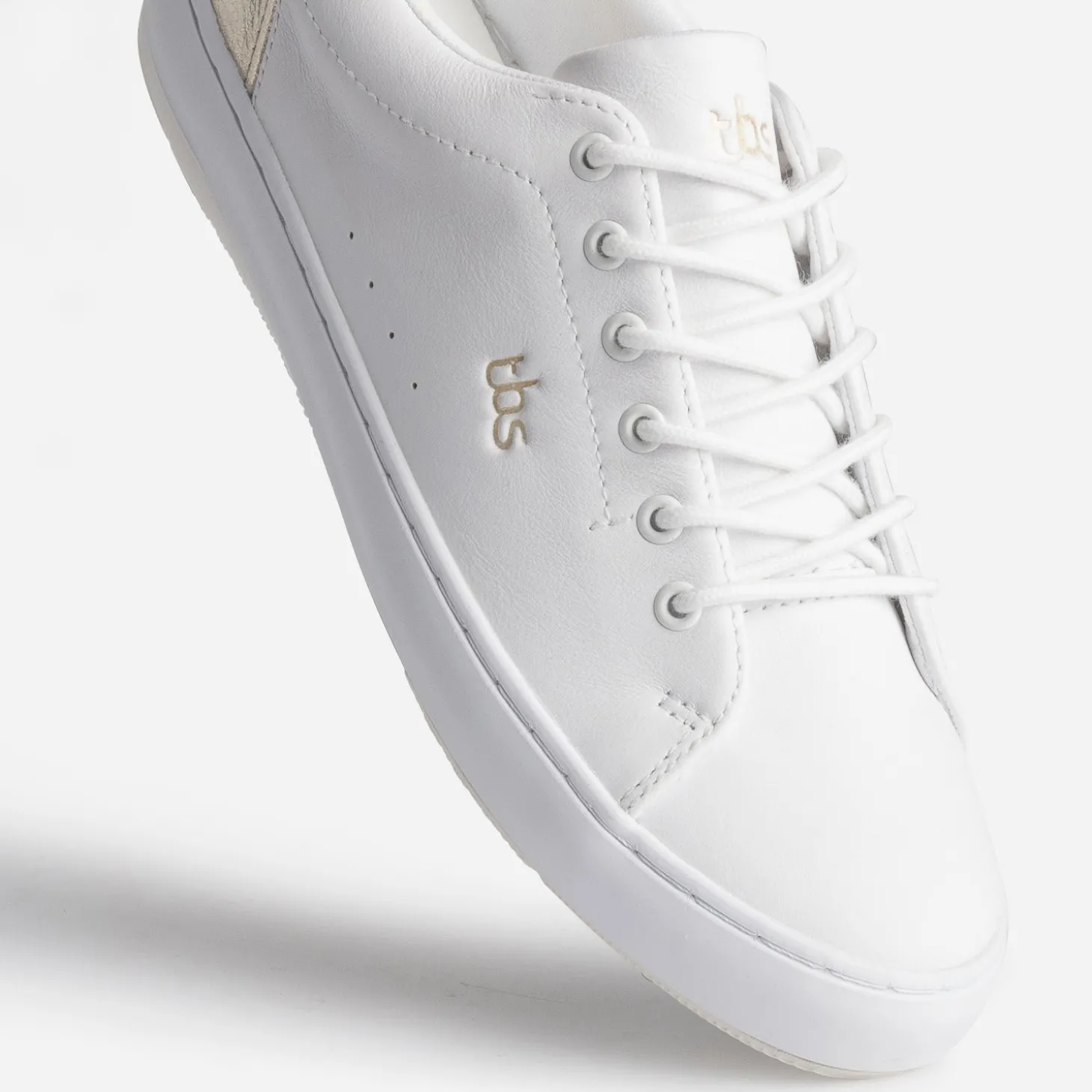 Tennis TBS blanche et or en cuir