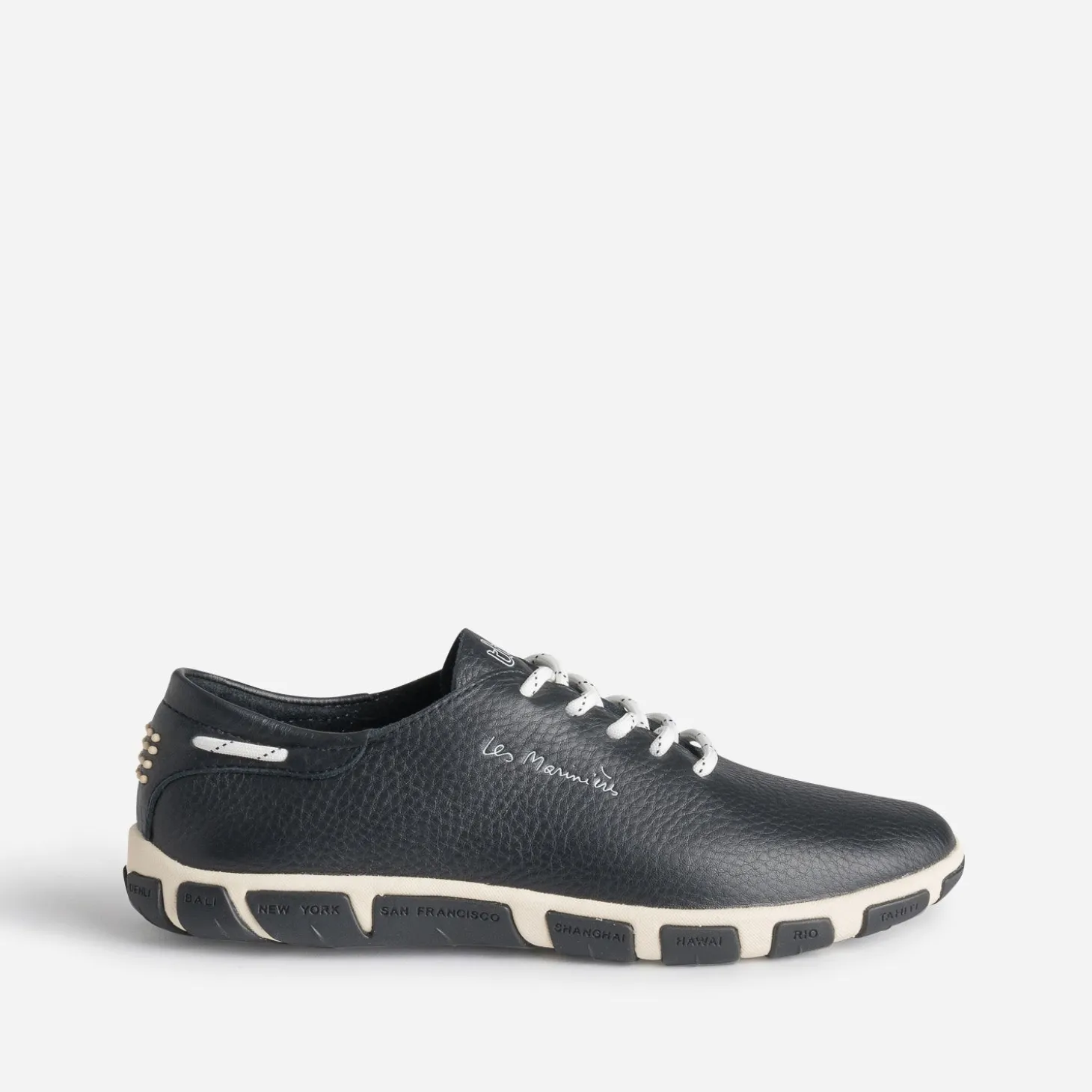Tennis TBS bleu marine en cuir à semelle bicolore