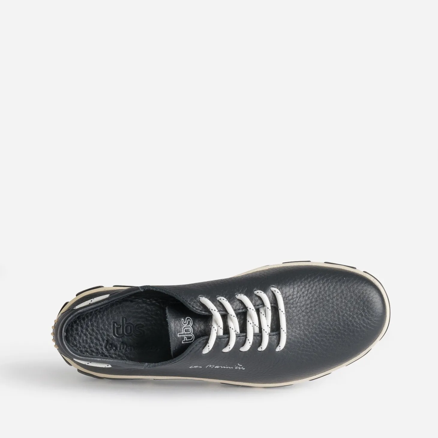 Tennis TBS bleu marine en cuir à semelle bicolore