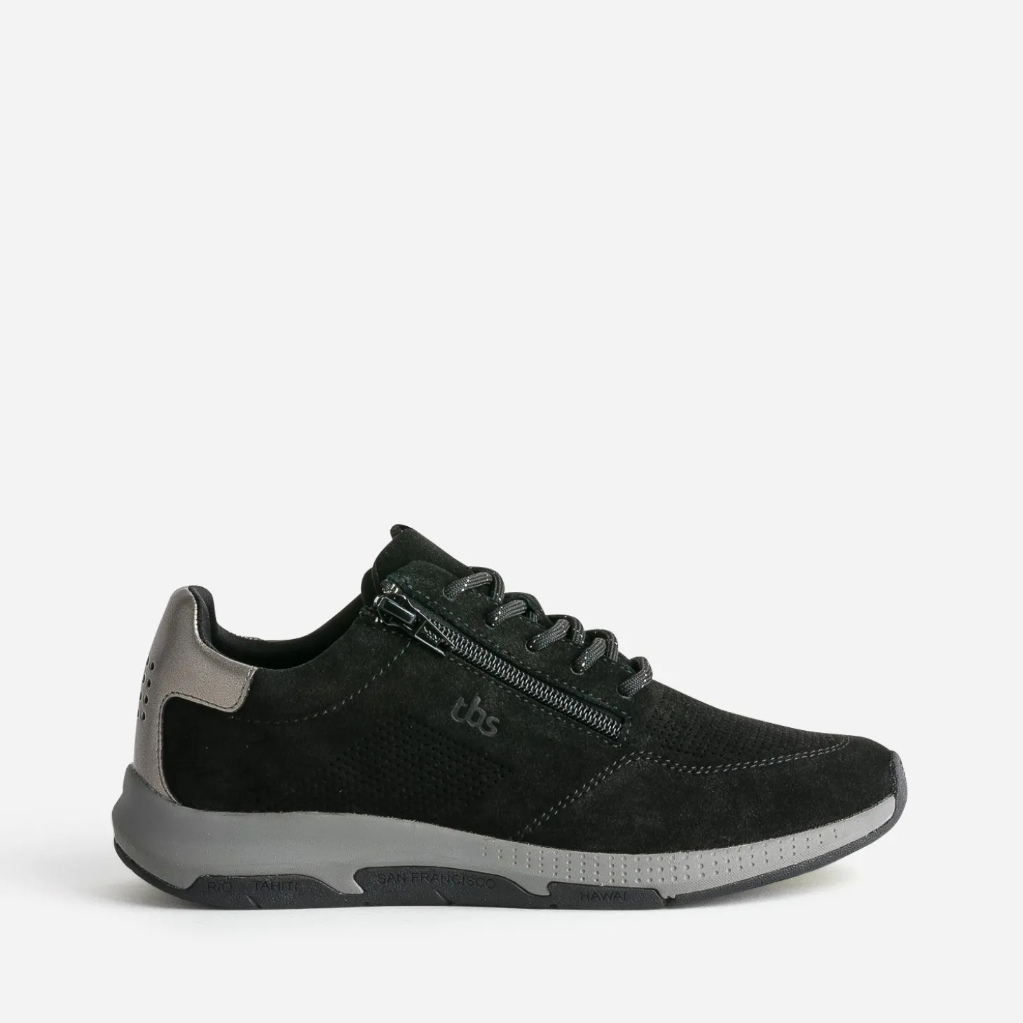 Tennis TBS noire cuir velours