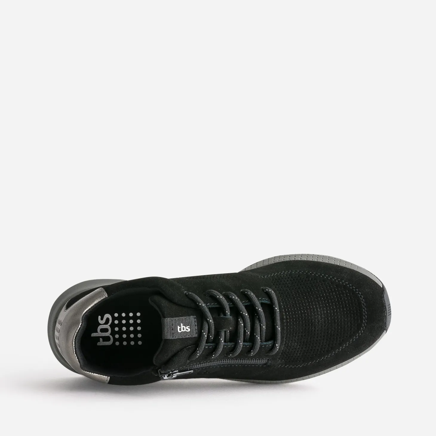 Tennis TBS noire cuir velours