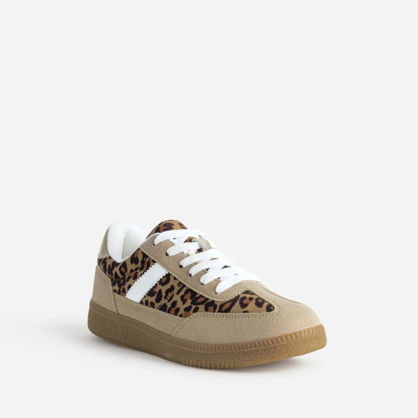 Tennis TEXTO beige et motif léopard