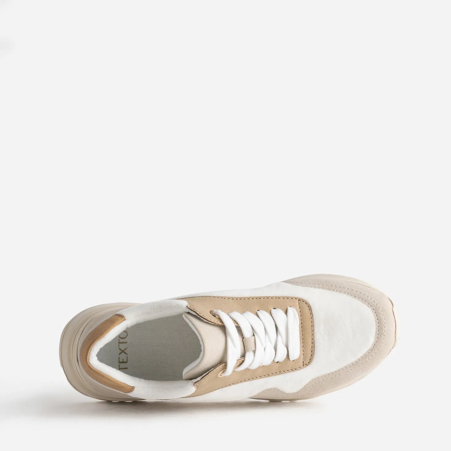Tennis TEXTO blanche, beige et camel