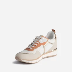 Tennis TEXTO blanche, beige, terracotta et or