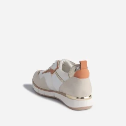 Tennis TEXTO blanche, beige, terracotta et or