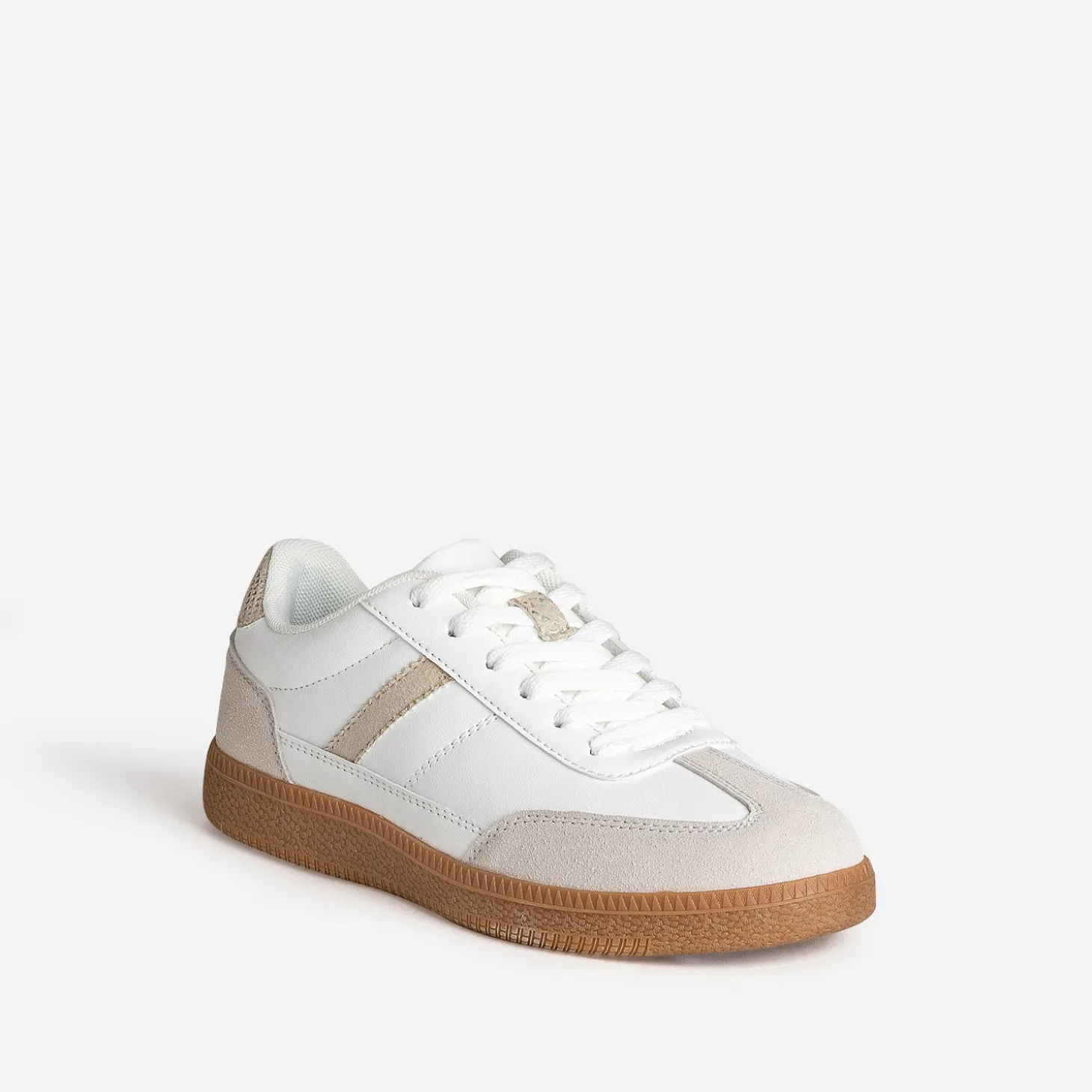 Tennis TEXTO blanche et taupe