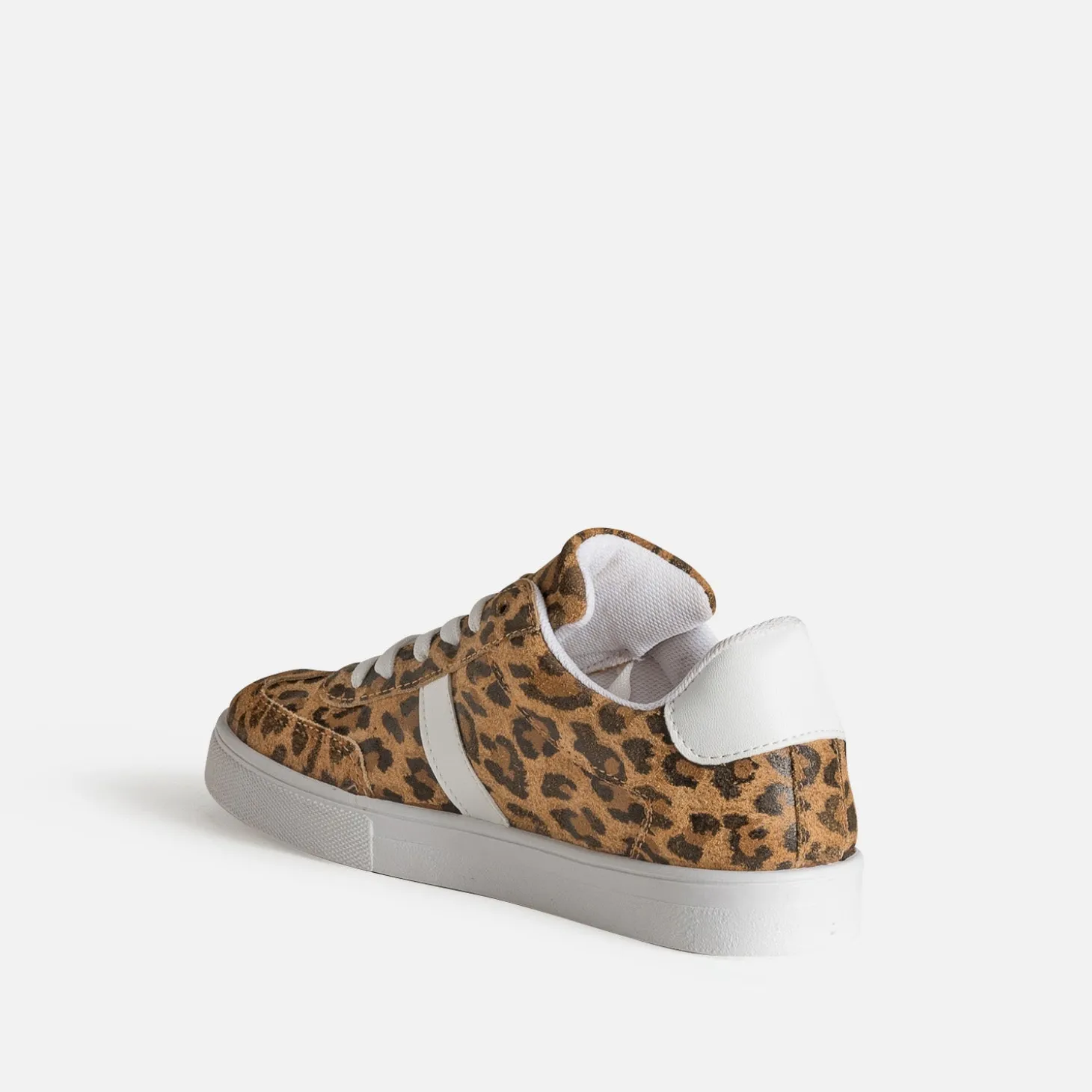 Tennis TEXTO camel cuir motif léopard
