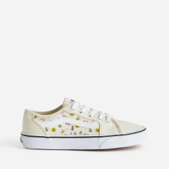 Tennis VANS jaune pâle en toile à empiècements fleuris