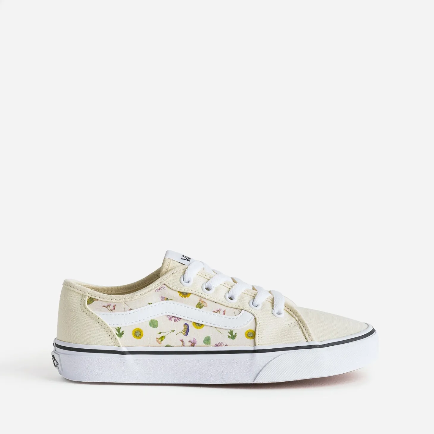 Tennis VANS jaune pâle en toile à empiècements fleuris