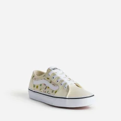 Tennis VANS jaune pâle en toile à empiècements fleuris